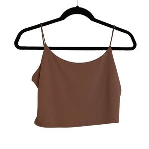 Amilia Women’s Basic Solid Light Brown Cami Crop Tank Top | Size L